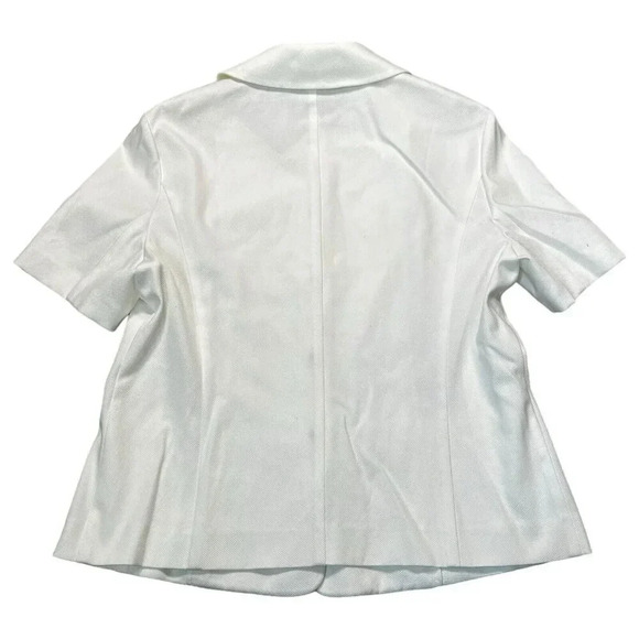 ESCADA Short Sleeve Blazer White Pique With Gold Buttons Pockets EU Size 42 - Picture 4 of 9